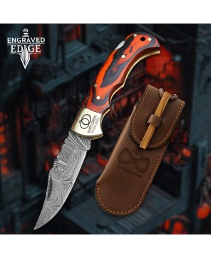 Custom Handmade Pocket Knife with Damascus Steel Blade