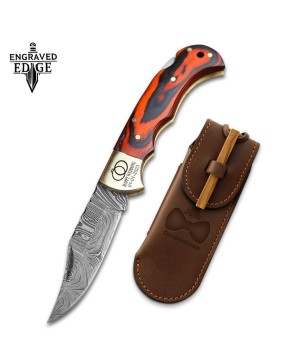 Custom Handmade Pocket Knife with Damascus Steel Blade