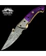 Handmade Damascus Steel Folding Knife with Camel Bone Handle | Durable