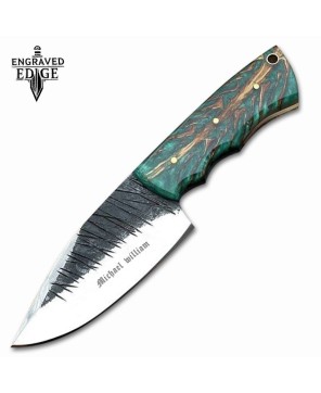 Custom Full Tang Hunting Knife with Pine Cone Handle & Leather Sheath