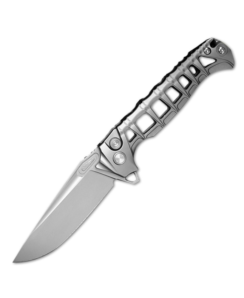 B09-SKALDR M390 Titanium Flipper Knife with Button Lock – Premium EDC