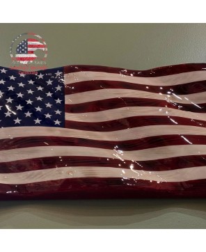 3D Glossy Wooden American Flag Wall Art