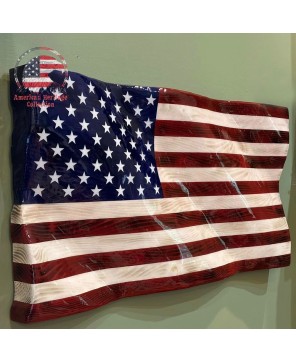 3D Glossy Wooden American Flag Wall Art