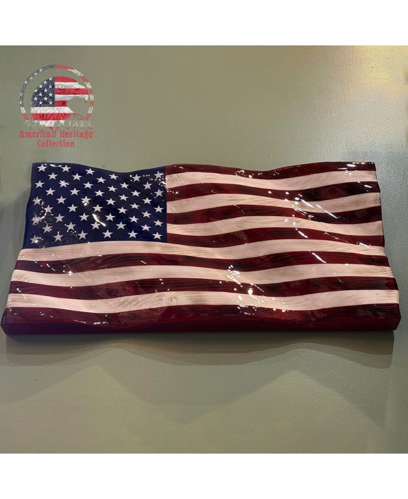 3D Glossy Wooden American Flag Wall Art