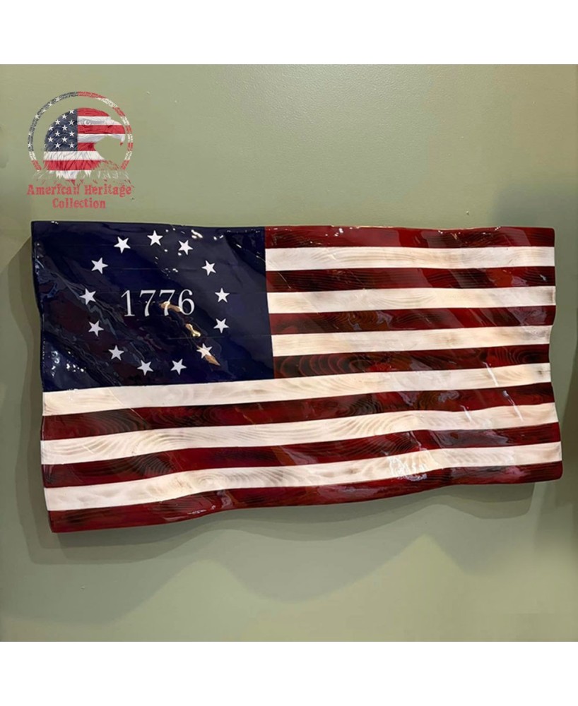 Handcrafted 1776 Wooden American Flag – Large Patriotic Wall Art