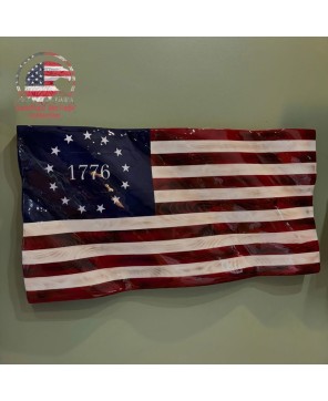 Handcrafted 1776 Wooden American Flag – Large Patriotic Wall Art