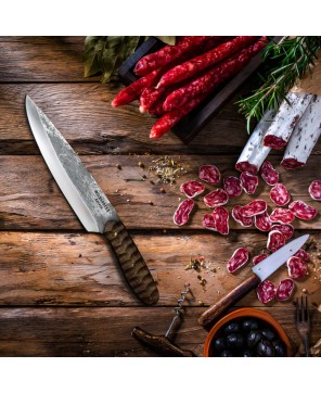 Hand-Forged Chef Knife with Razor-Sharp Carbon Steel Blade