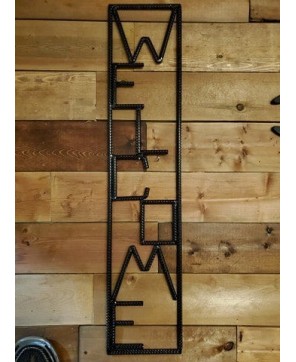 Industrial Rebar Welcome Sign - Handcrafted Metal Décor for Home or Ga