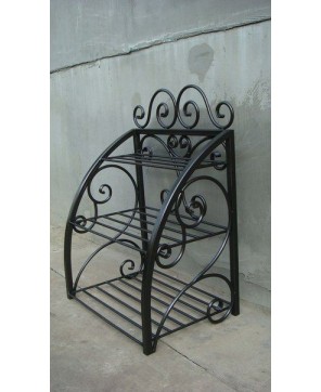 Elegant Wrought Iron 3-Tier Shelf – Decorative Storage Rack for Home