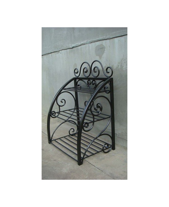 Elegant Wrought Iron 3-Tier Shelf – Decorative Storage Rack for Home