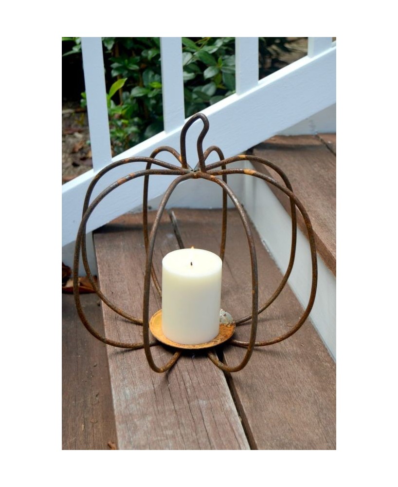 Rustic Metal Pumpkin Candle Holder – Perfect for Fall and Farmhouse