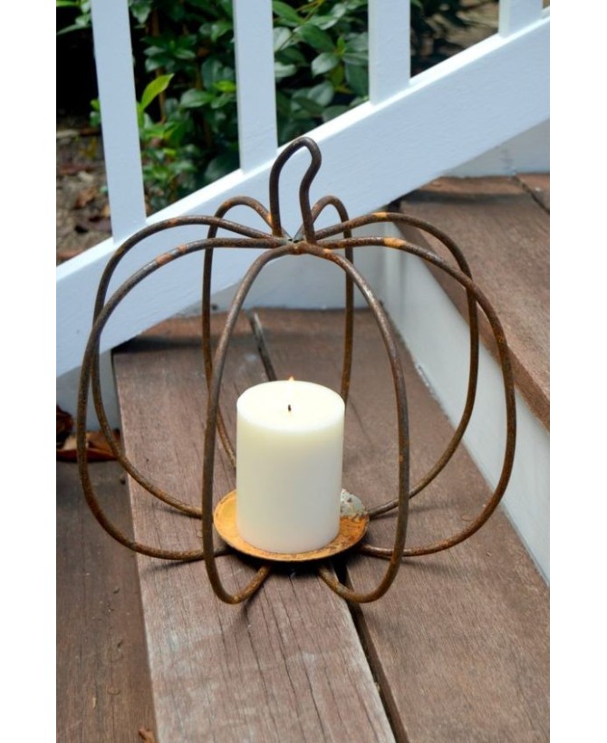 Rustic Metal Pumpkin Candle Holder – Perfect for Fall and Farmhouse