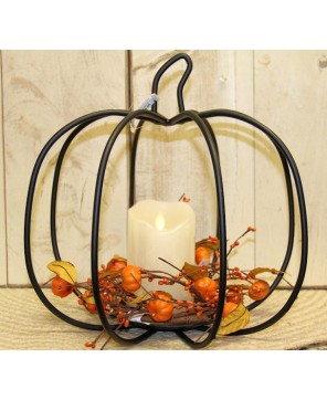 Rustic Metal Pumpkin Candle Holder – Perfect for Fall and Farmhouse