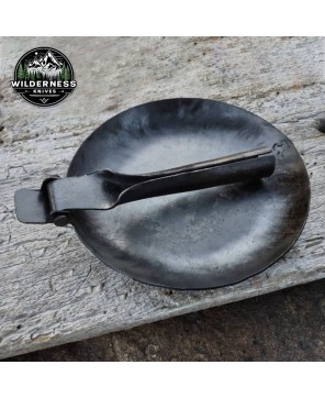 Durable Hand-Forged Skillet with Folding Handle