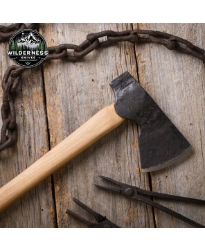 The Homesteader Forged Axe with Carbon Steel Blade and Hardwood Handle