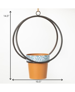 Hanging Metal Ring Planter 14.5"H Brown