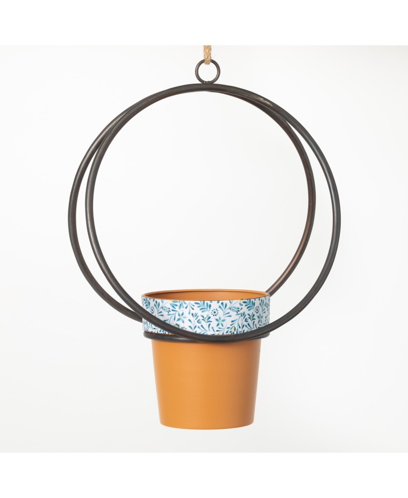 Hanging Metal Ring Planter 14.5"H Brown