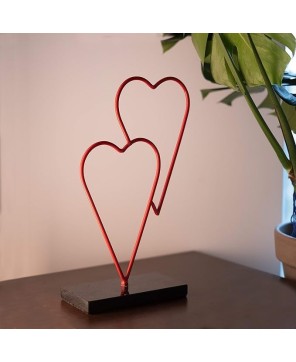 Double Heart Metal Sculpture - A Symbol of Love and Unity