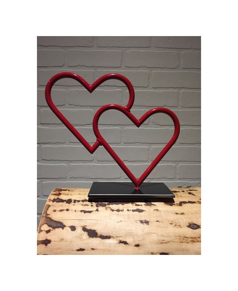 Double Heart Metal Sculpture - A Symbol of Love and Unity