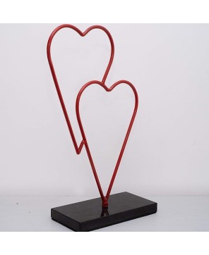 Double Heart Metal Sculpture - A Symbol of Love and Unity