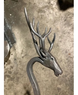 Handcrafted Stag Fire Poker Blacksmith-Style for Your Fireplace