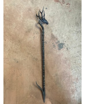 Handcrafted Stag Fire Poker Blacksmith-Style for Your Fireplace