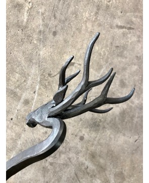 Handcrafted Stag Fire Poker Blacksmith-Style for Your Fireplace