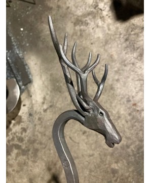 Handcrafted Stag Fire Poker Blacksmith-Style for Your Fireplace