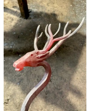 Handcrafted Stag Fire Poker Blacksmith-Style for Your Fireplace