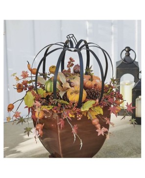 Fall Pumpkin Wire Cage Decor - Autumnal Centerpiece