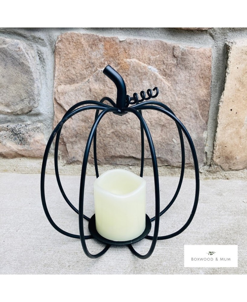 Rustic Metal Pumpkin Candle Holder for Indoor and Outdoor Fall Décor