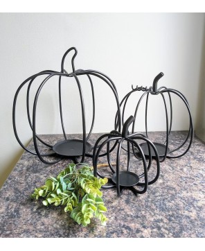 Wrought Iron 3D Pumpkin Decorations for Rustic Fall Home Décor