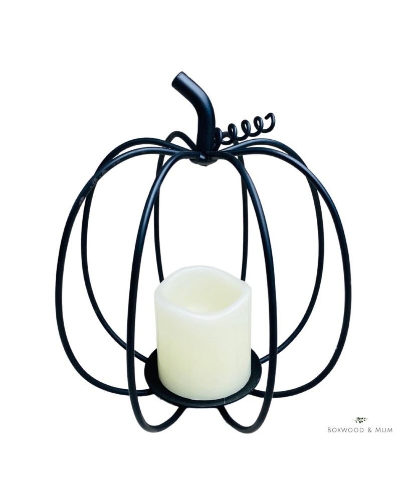 Rustic Metal Pumpkin Candle Holder for Fall Indoor and Outdoor Décor