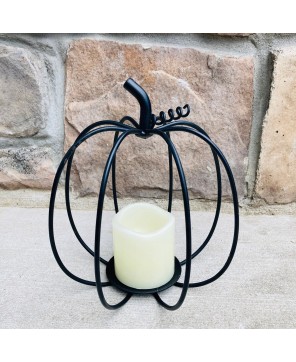 Rustic Metal Pumpkin Candle Holder for Fall Indoor and Outdoor Décor