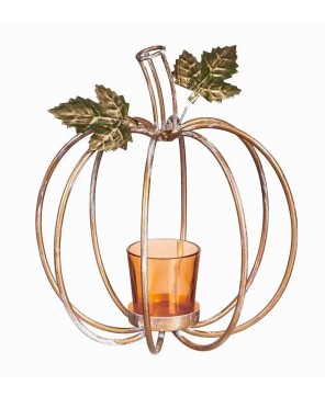 Rustic Pumpkin Metal Candle Holder - Perfect Fall Home Décor