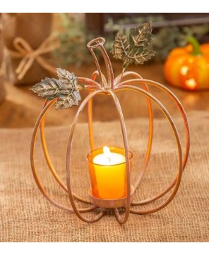 Rustic Pumpkin Metal Candle Holder - Perfect Fall Home Décor