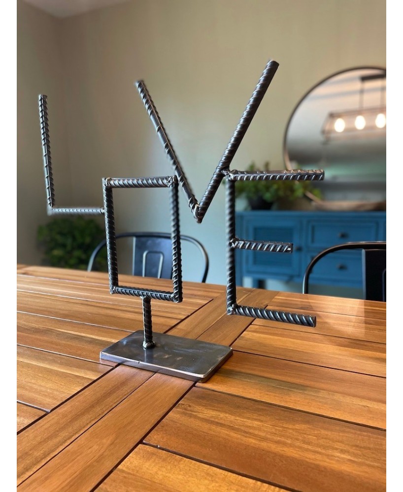 Handcrafted Industrial LOVE Sign – Unique Metal Tabletop Decor