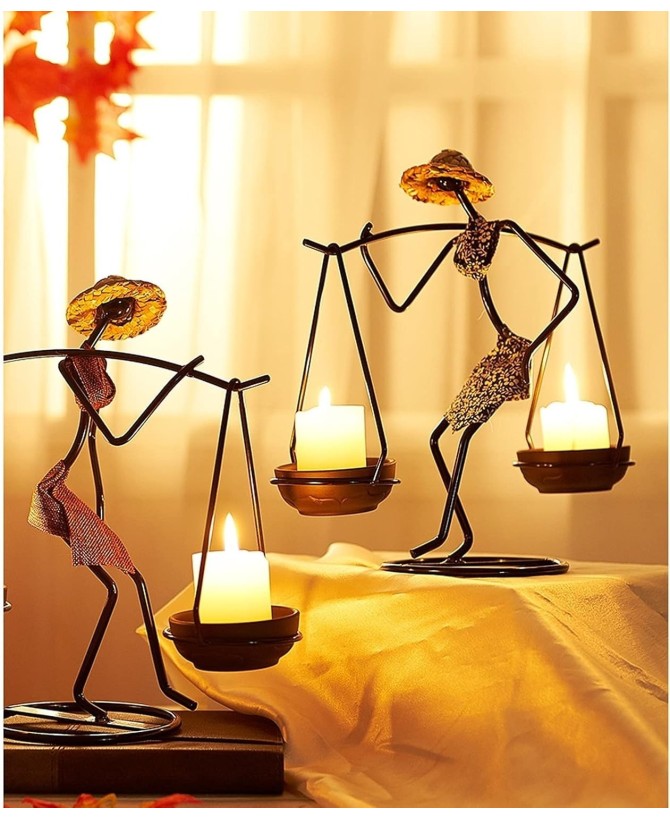 Retro Wrought Iron Candle Holders
