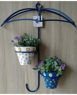 Umbrella Wall Hanging Planter with Hand-Painted Pots