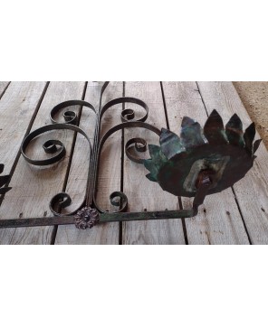 Antique Wrought Iron Floral Tole Double Wall Sconce