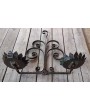 Antique Wrought Iron Floral Tole Double Wall Sconce