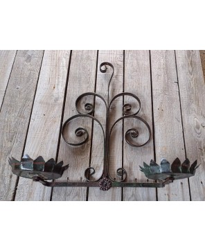 Antique Wrought Iron Floral Tole Double Wall Sconce