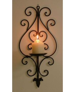 Wrought Iron Scroll Wall Candle Holder - Elegant Home Decor