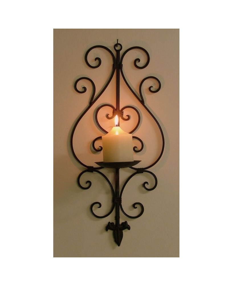 Wrought Iron Scroll Wall Candle Holder - Elegant Home Decor