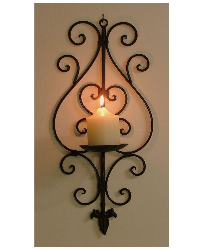 Wrought Iron Scroll Wall Candle Holder - Elegant Home Decor