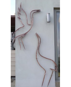 Bird of Paradise Sculpture in Steel & Copper