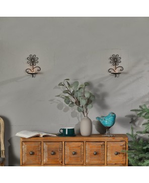 Rustic Flower Wall Candle Sconce Holders