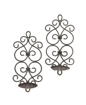 Scrollwork Wall Sconces – Elegant Iron Candle Holders for Home Décor