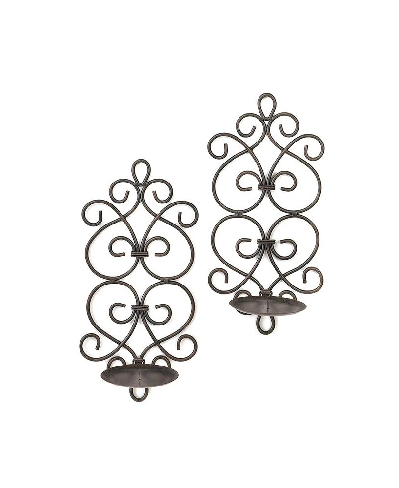 Scrollwork Wall Sconces – Elegant Iron Candle Holders for Home Décor