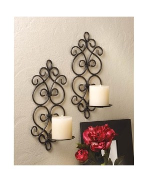 Scrollwork Wall Sconces – Elegant Iron Candle Holders for Home Décor